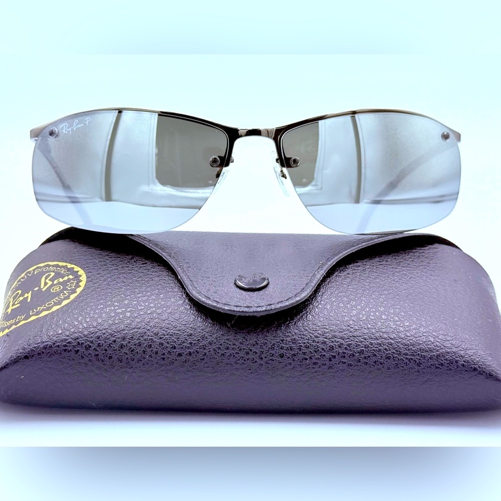 Ray-Ban Mens Polarized Sunglasses RB3183 Grey Metal with Silver Mirror Lens 63mm